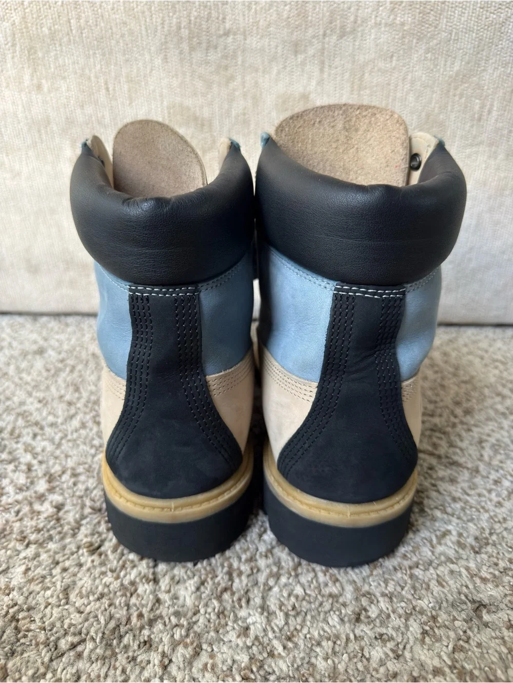 Timberland 6-Inch Premium Waterproof Boots Light Beige / Blue Size 9.5 M